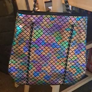 Mermaid tote bag with attached wallet